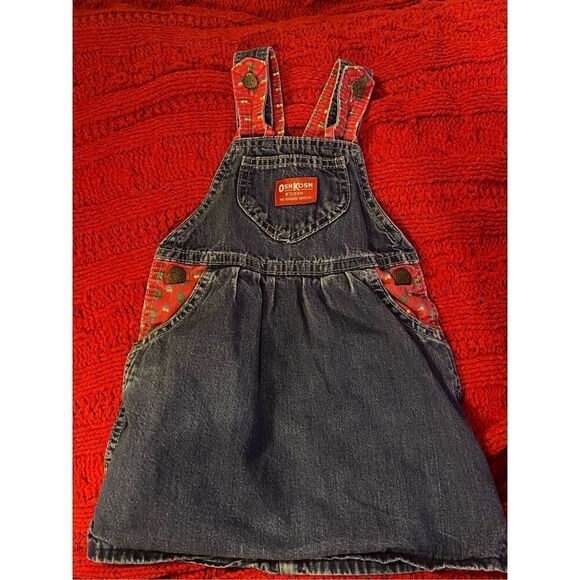 Vintage Oshkosh B Gosh VESTBAK Overall Denim Dress 4T USA - Picture 2 of 7